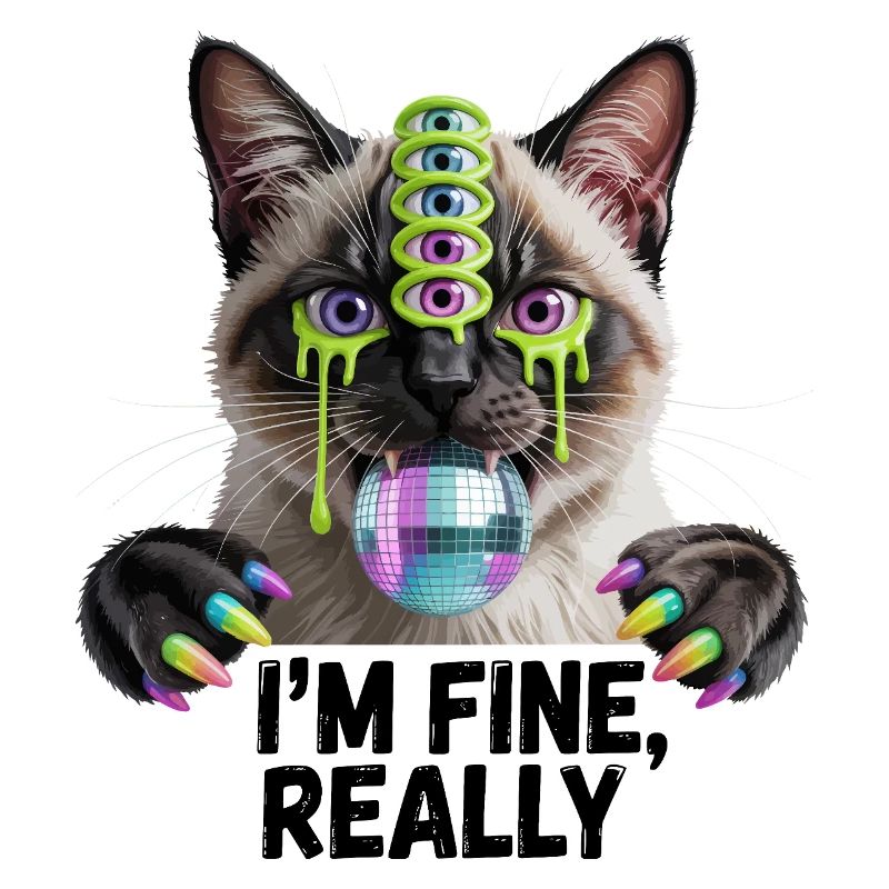 Neon Multi-Eyed Disco Cat