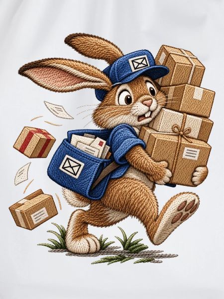 Hase als Paketbote  