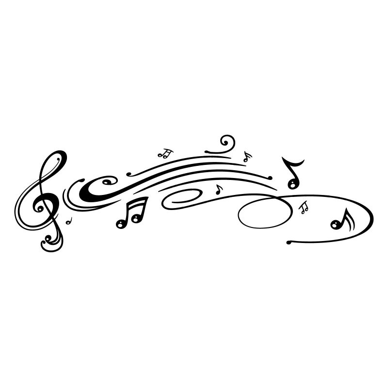 Clef with music notes, modern Tribal Tattoo Style.