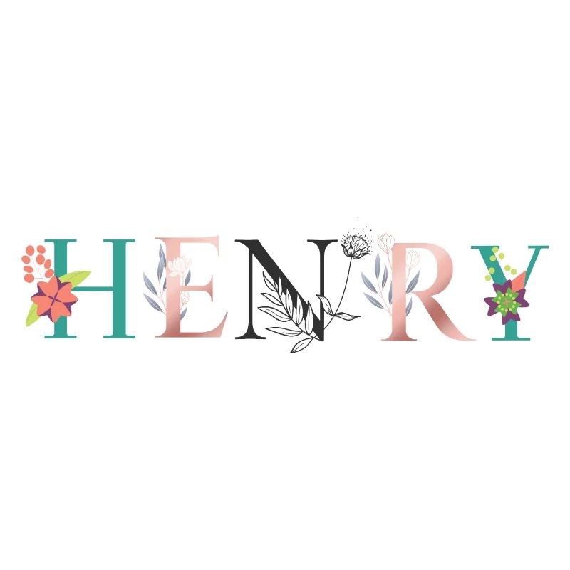 Art du nom HENRY avec fleurs brodées