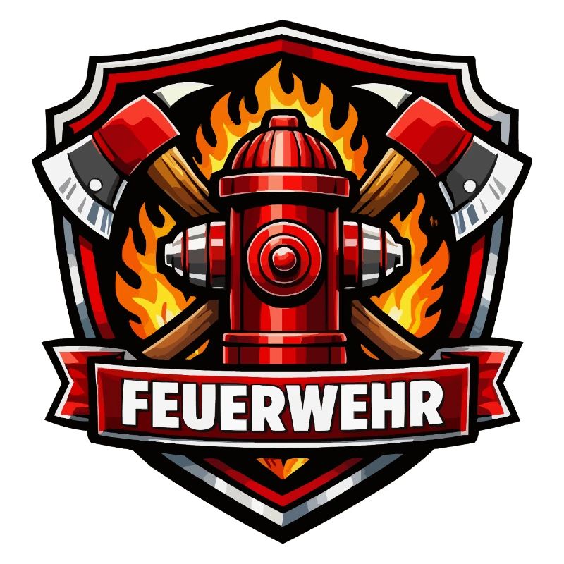 Fire Brigade Logo with Fire Hydrant and Flames