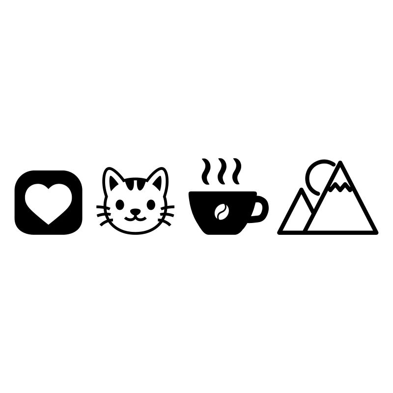 Simple Hobby Icons Cats Coffee Mountains Love