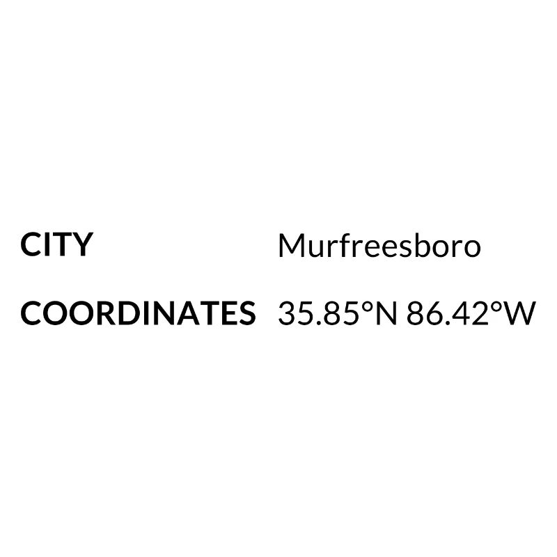 Murfreesboro, Tennessee, USA coordinates