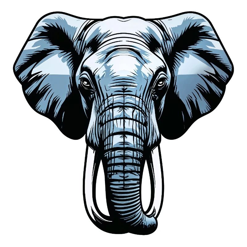 Blue Elephant Head Vector