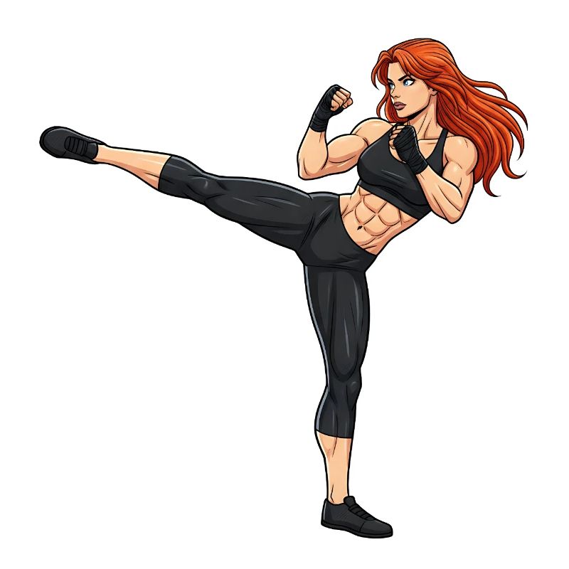 Kampfkunst Kickboxerin Illustration