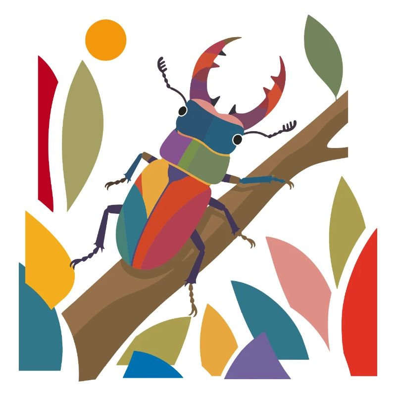 Bunter Hirschkäfer im Naturstil
