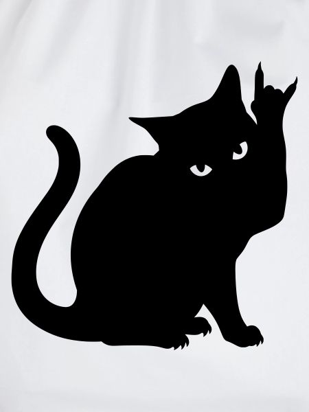 Schwarze Katze – Devil Horns Silhouette