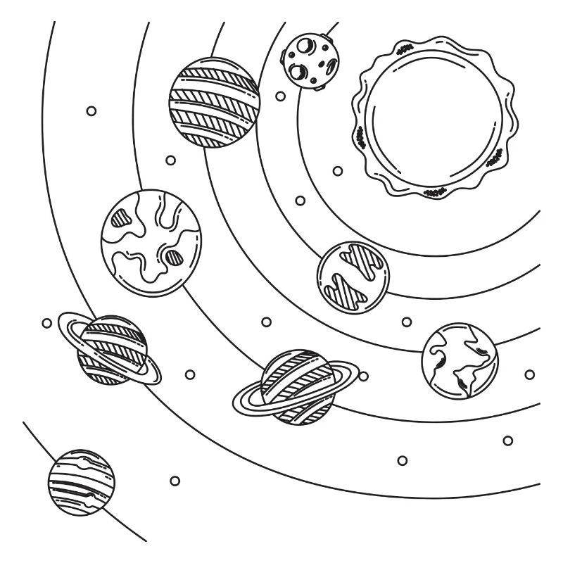 Solar System Line Graphic
