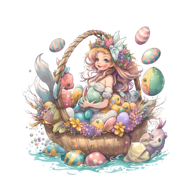 Sirène dans le panier de Pâques