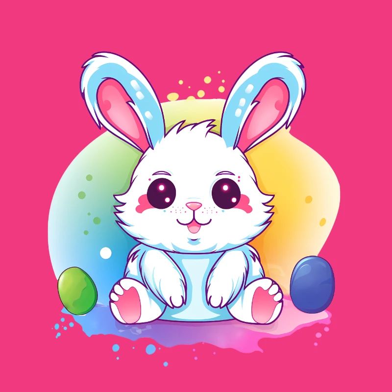 Colorful Easter bunny with eggs
