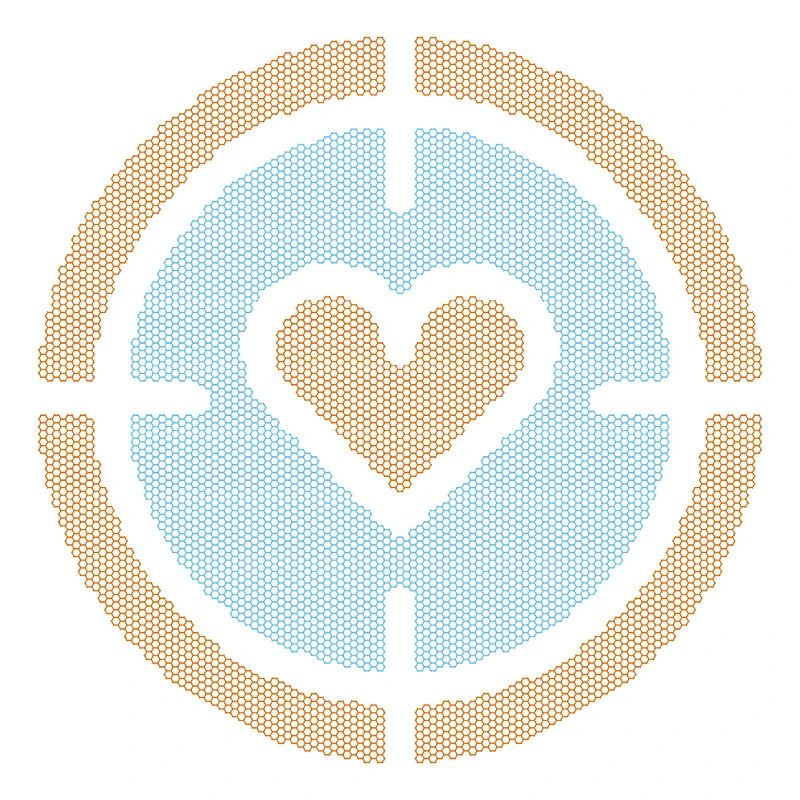 Heart in Target Emblem, honeycomb pattern