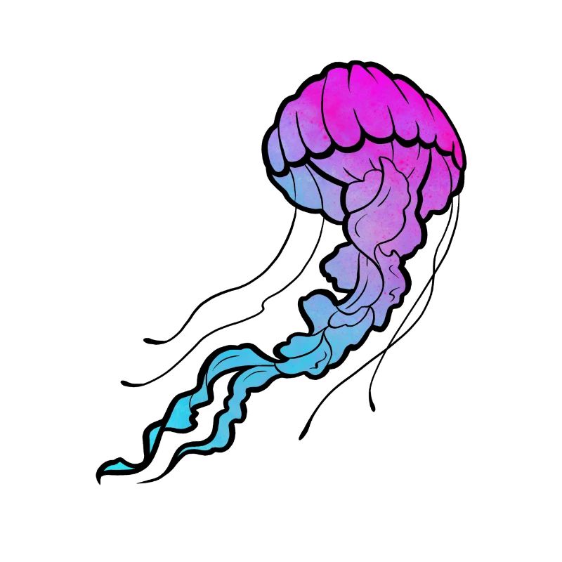 Méduse dessin multicolore