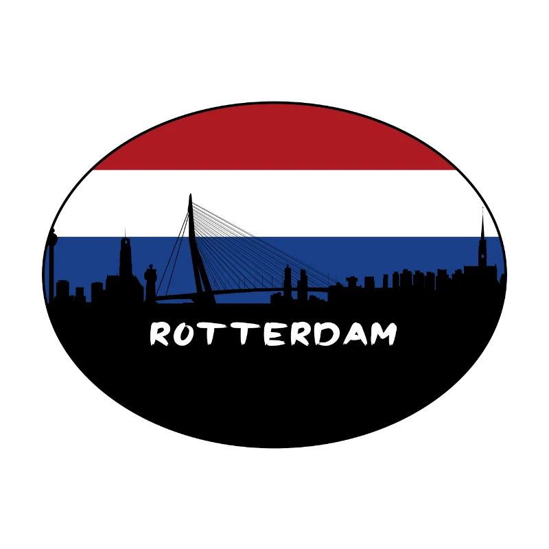 Rotterdam Pays-Bas Drapeau Skyline Silhouette Trav