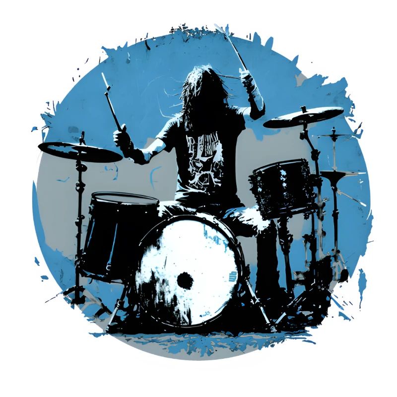 Drummer crazy blue