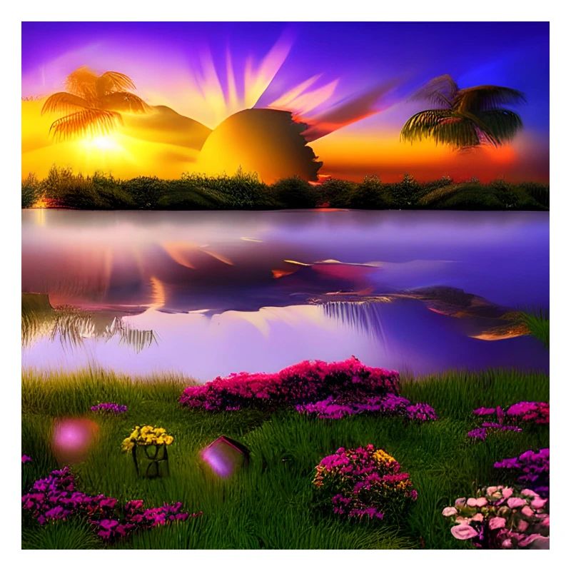 Sun setting over water