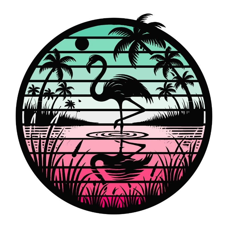 Retro Flamingo Sunset