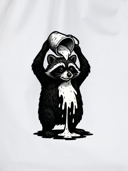 Waschbär mit Farbeimer