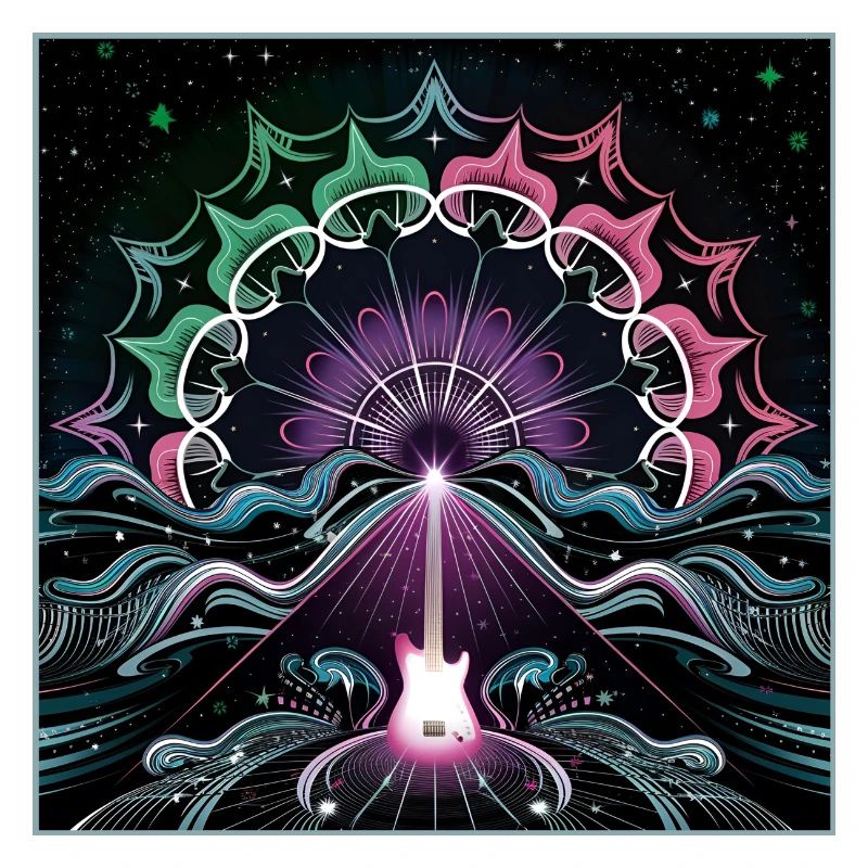 Neon Psychedelic Guitar Masterpiece