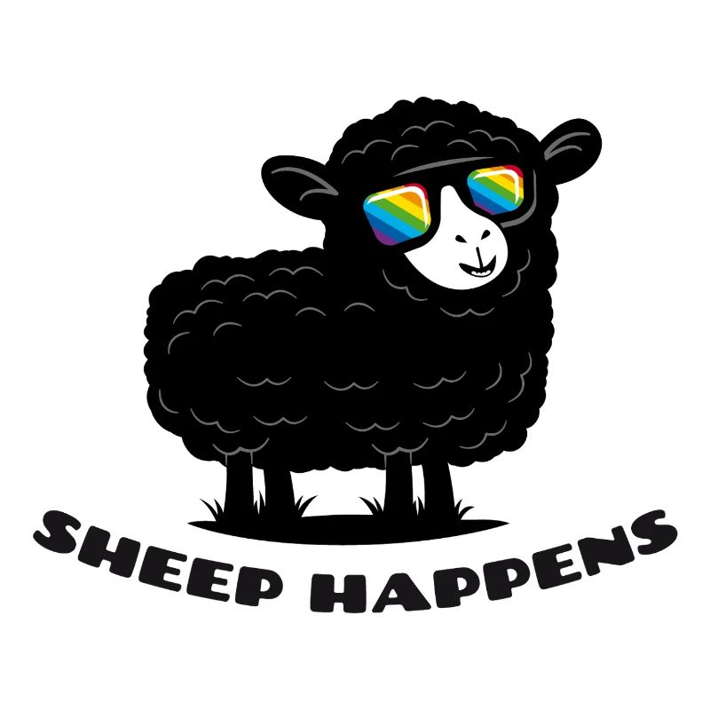 Funny Sheep with Rainbow Sunglasses
