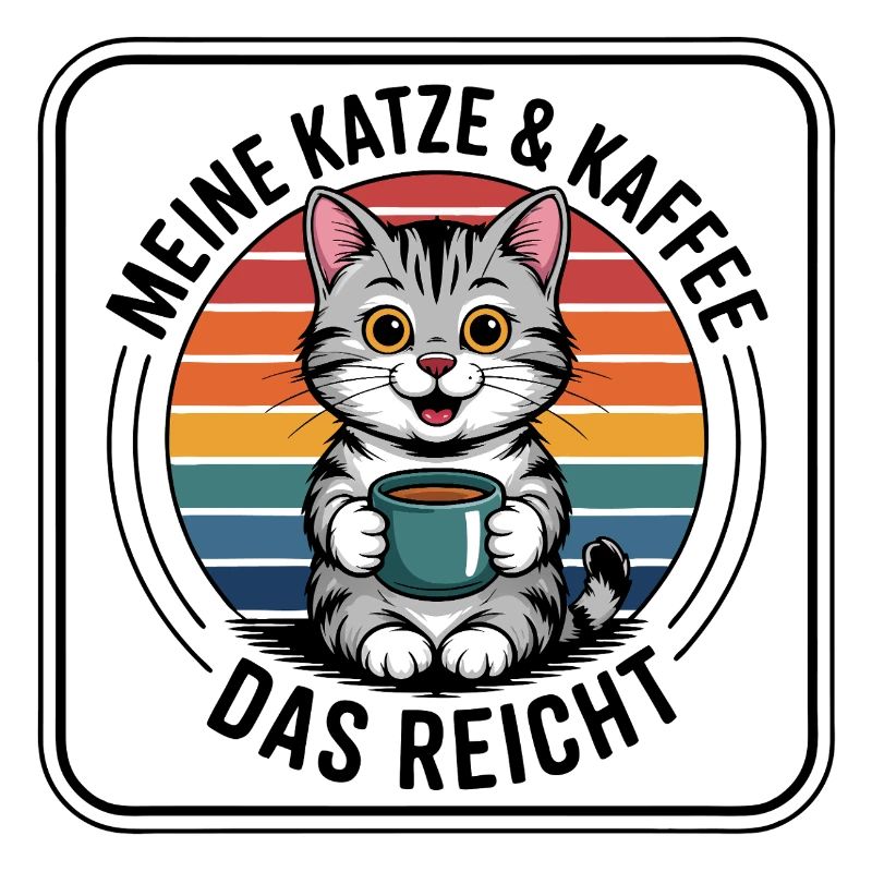 Coffee Kitten in Retro Rainbow