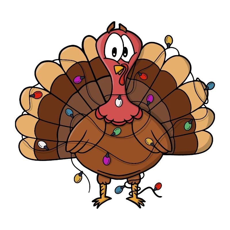 Festive Turkey with String Lights