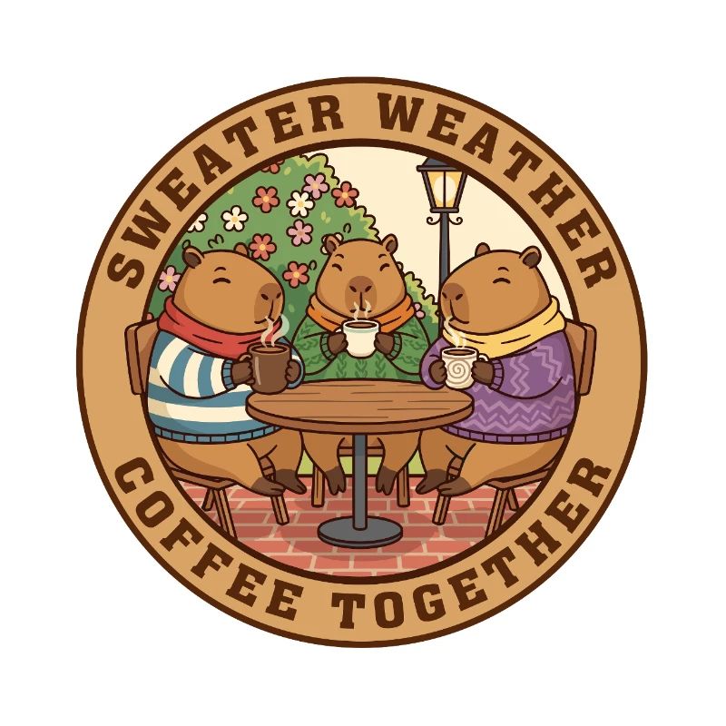Capybara-Pullover, Wetter, Kaffee, Zusammen.