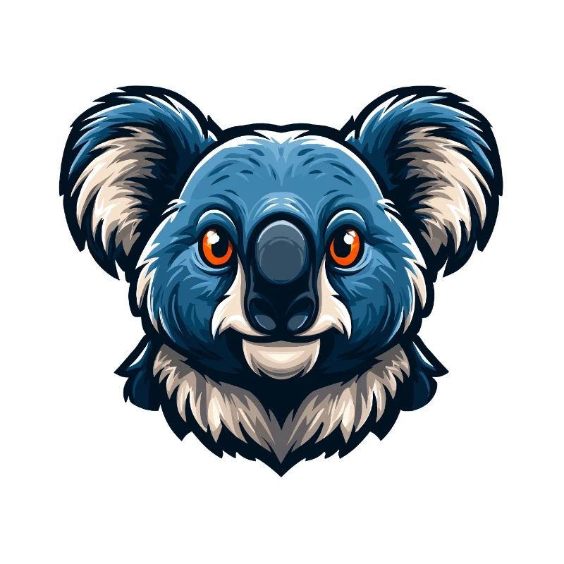 Blauer Koalakopf-Cartoon-Maskottchen-Logo