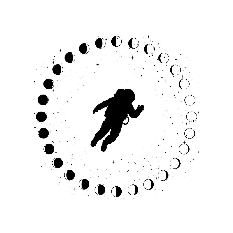 Astronaut mit Mondphasen und Sternen