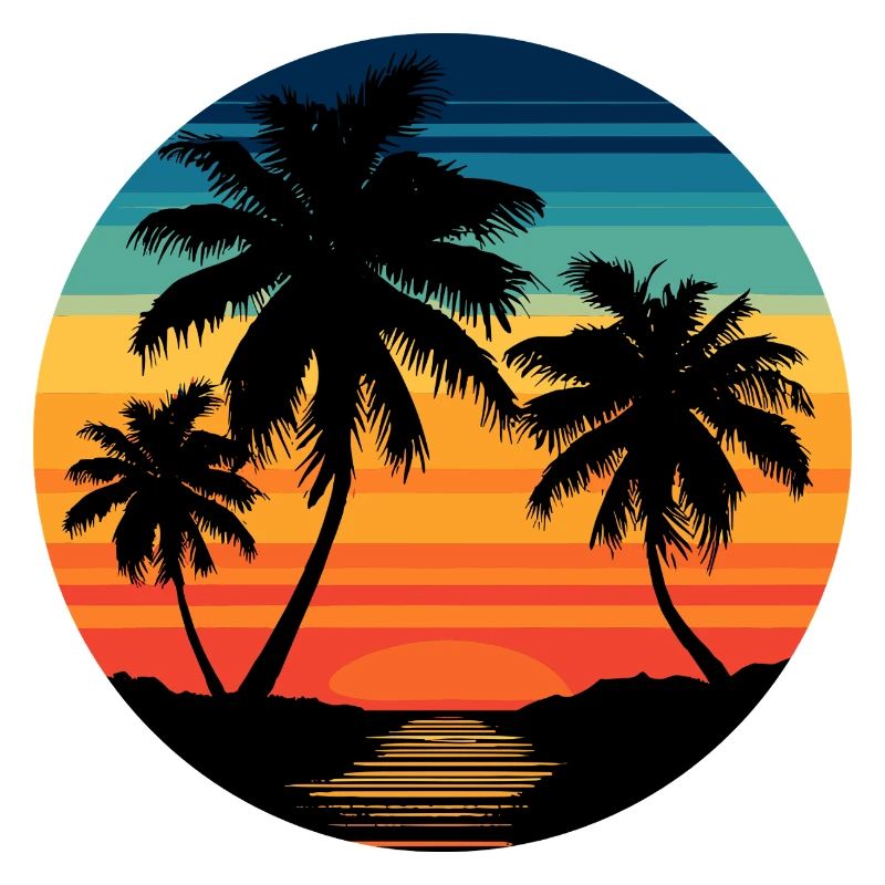Tropical sunset with palm trees