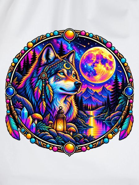 Kosmischer Wolf im Mondlicht