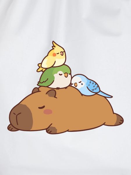 Niedliche Kapybara und Vögel