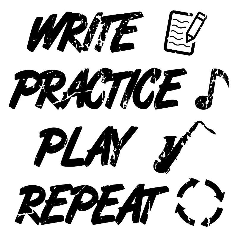 Writing, practicing, playing, repeating