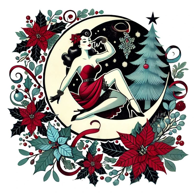 Mondschein Pinup Weihnachtskranz
