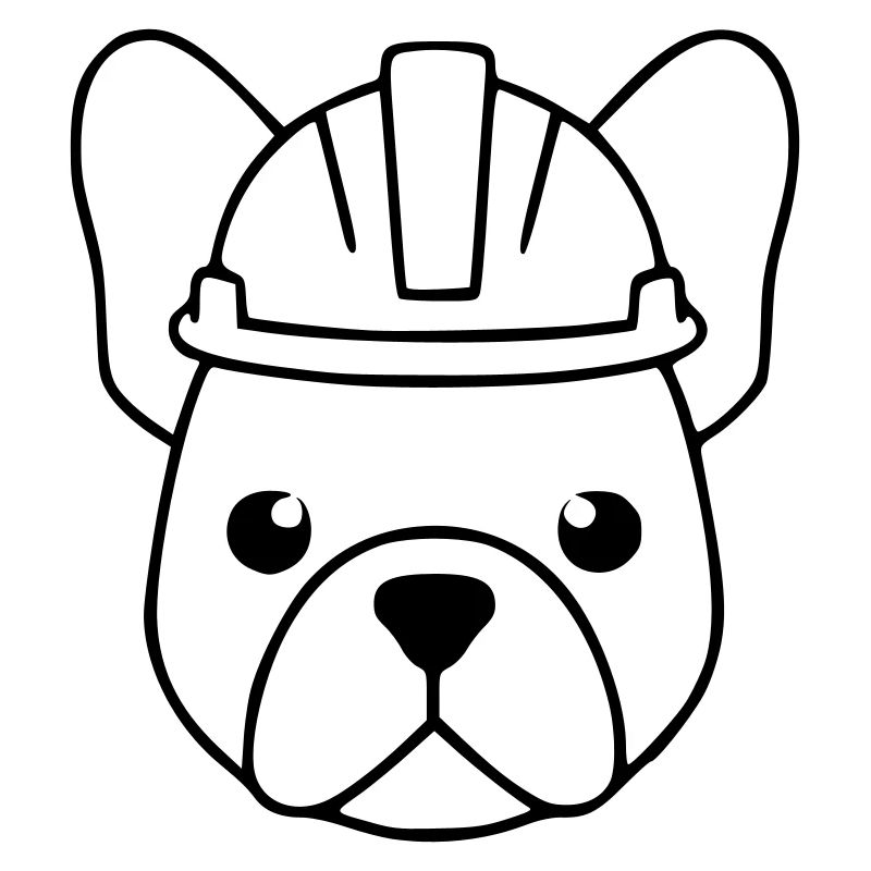 Frenchie Construction Helmet Head Outline