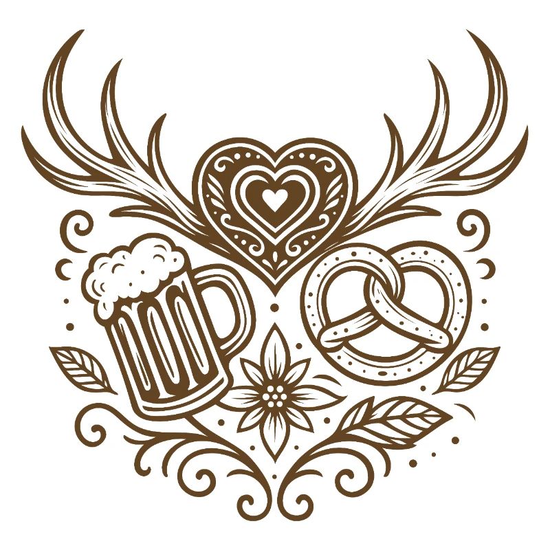 Herz mit Geweih, Bier & Brezel