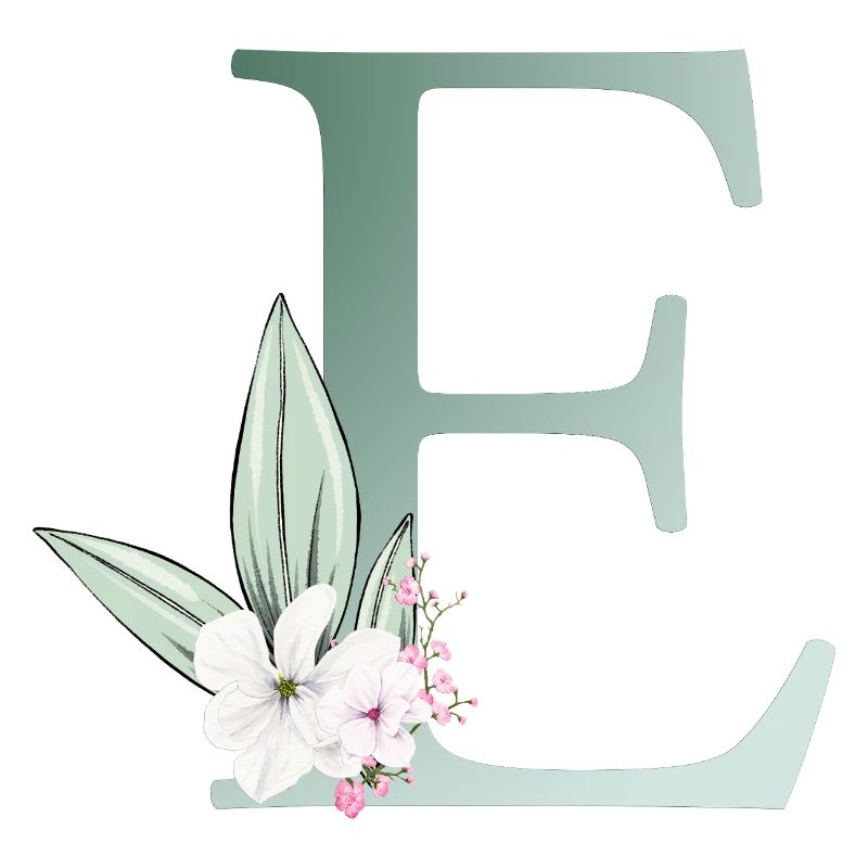 E Monogram, Floral, Customizable