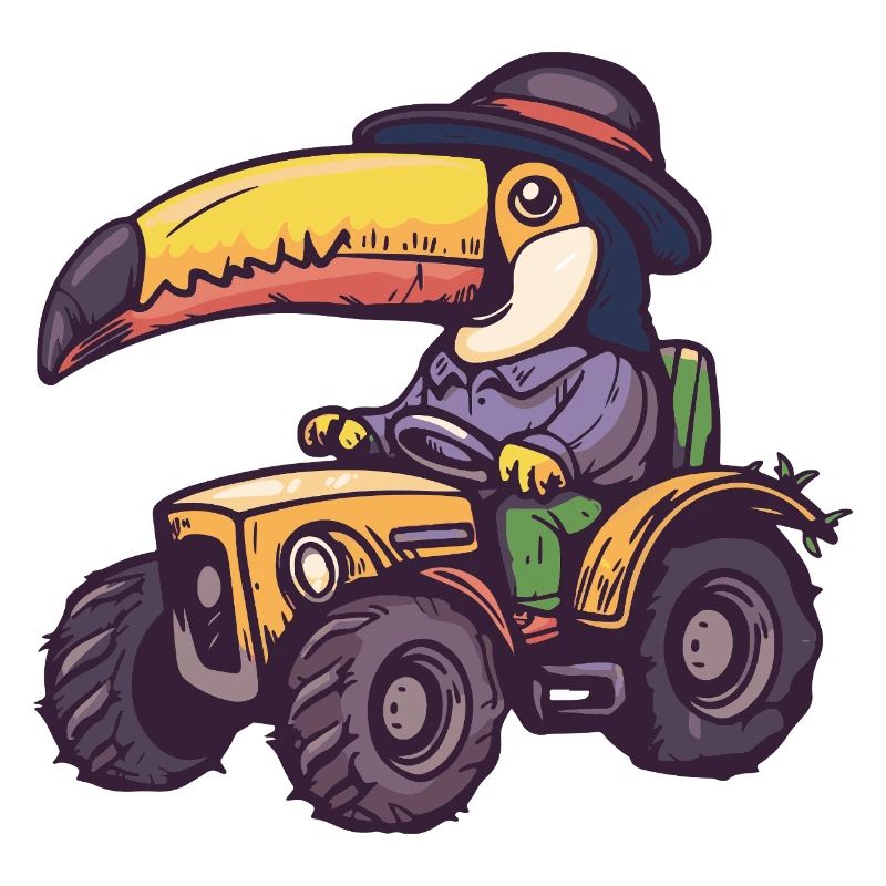 Toucan Bird Tractor Farmer