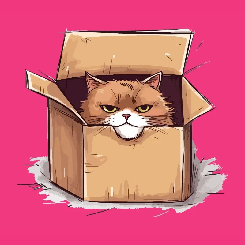 Cat grumpy grumpy grumpy sits in the box