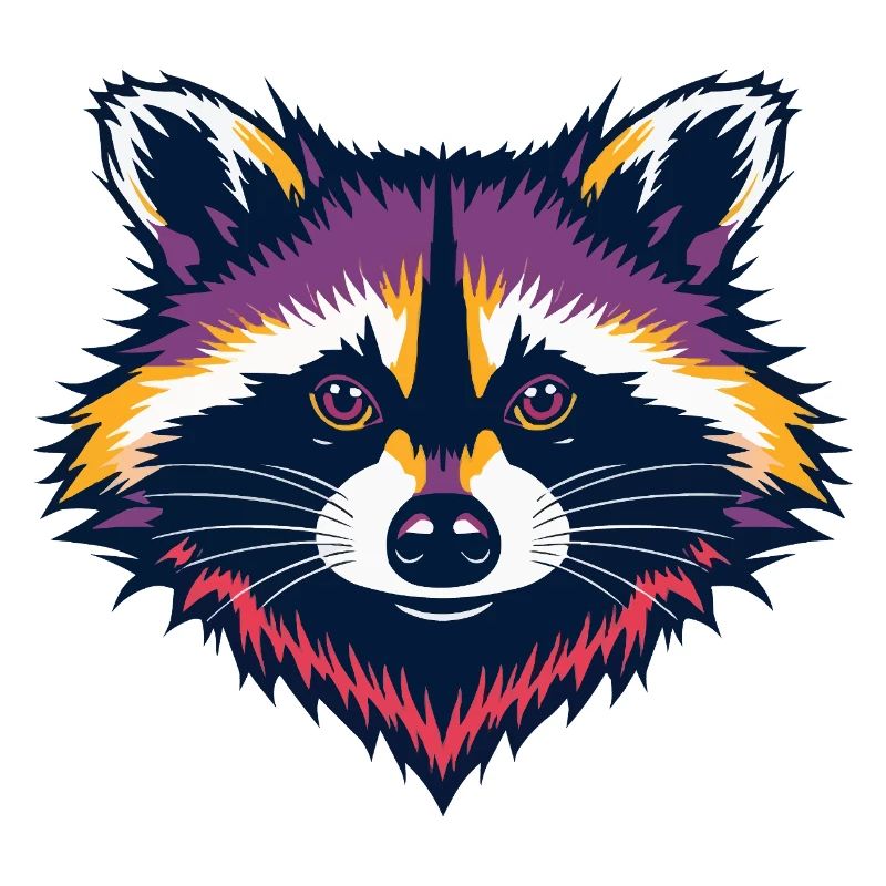 Neon Raccoon Head