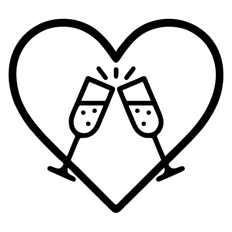 Sparkling Glasses Heart Bubbles Cheers Gift