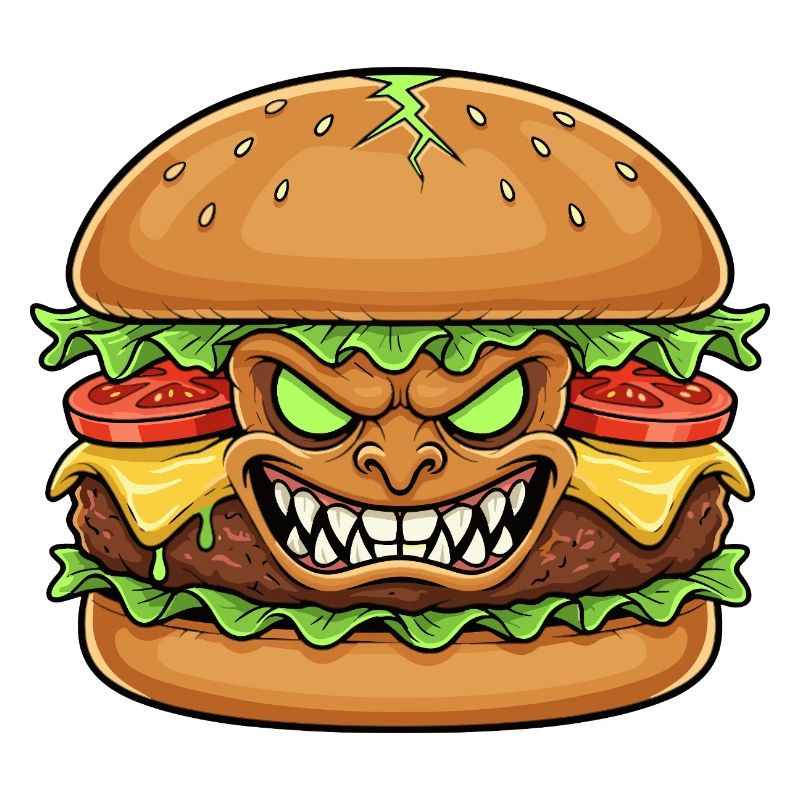 Grimmiger Burgerdämon Cartoon