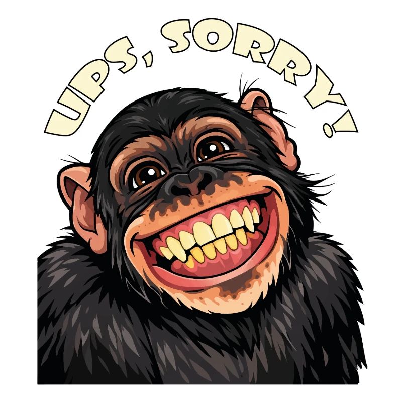 Oops, sorry! Funny Grinning Cartoon Monkey