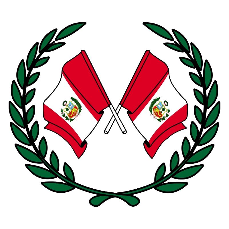 Flags Peru in laurel wreath