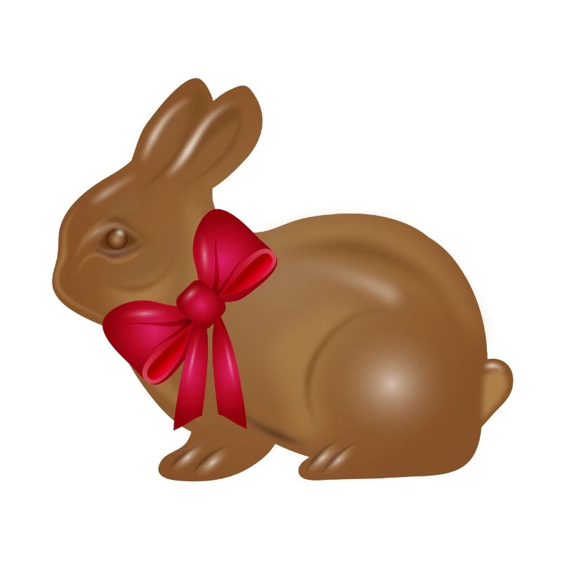 Chocolate Easter bunny with red bow motif