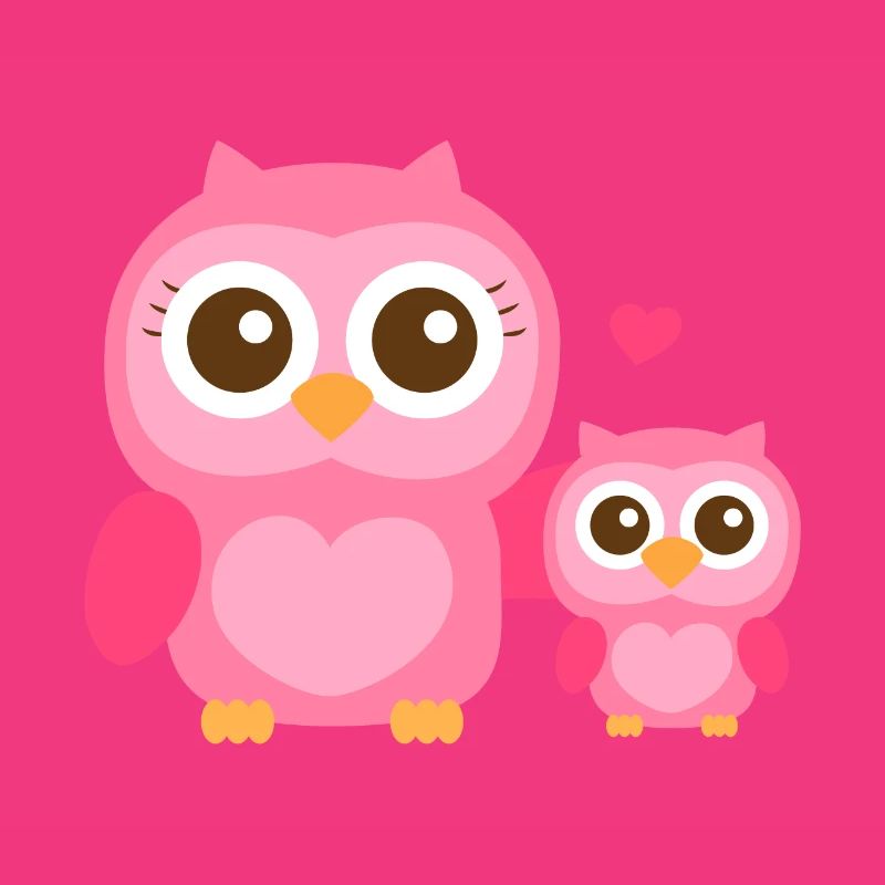 Nette Eule Mutter und Kind