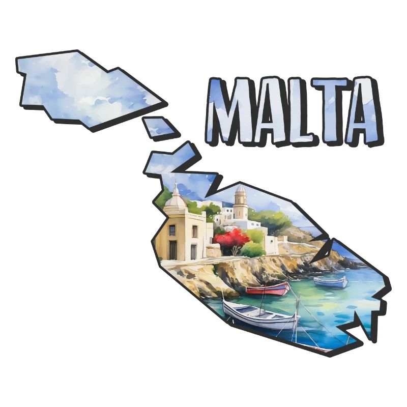 Watercolor Map Malta