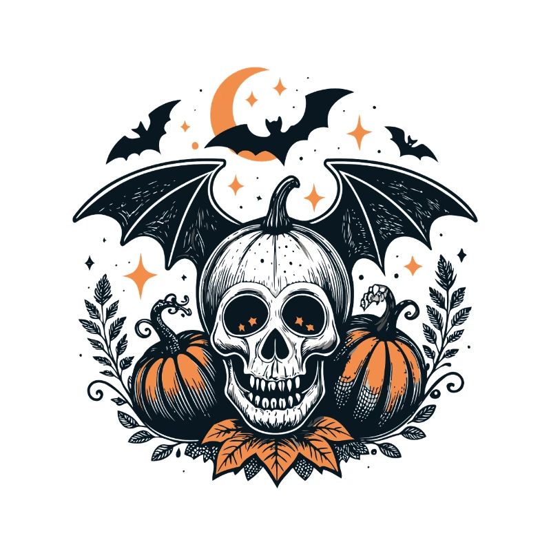 Halloween Night Skull Bats
