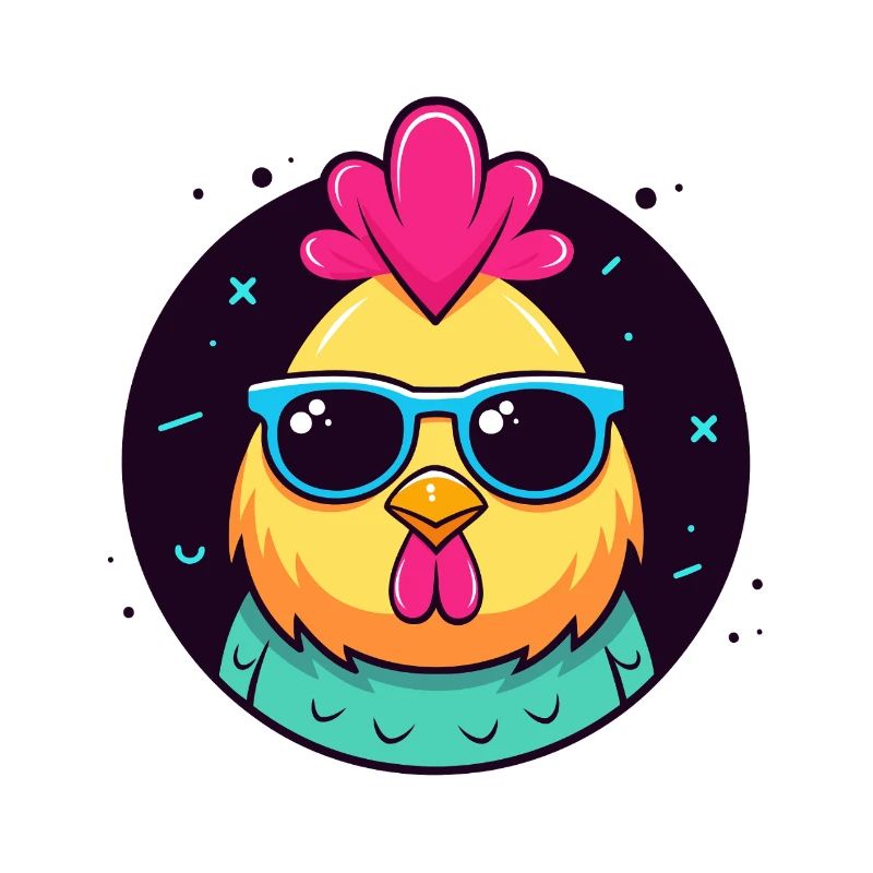 Chicken Hipster Blue Glasses