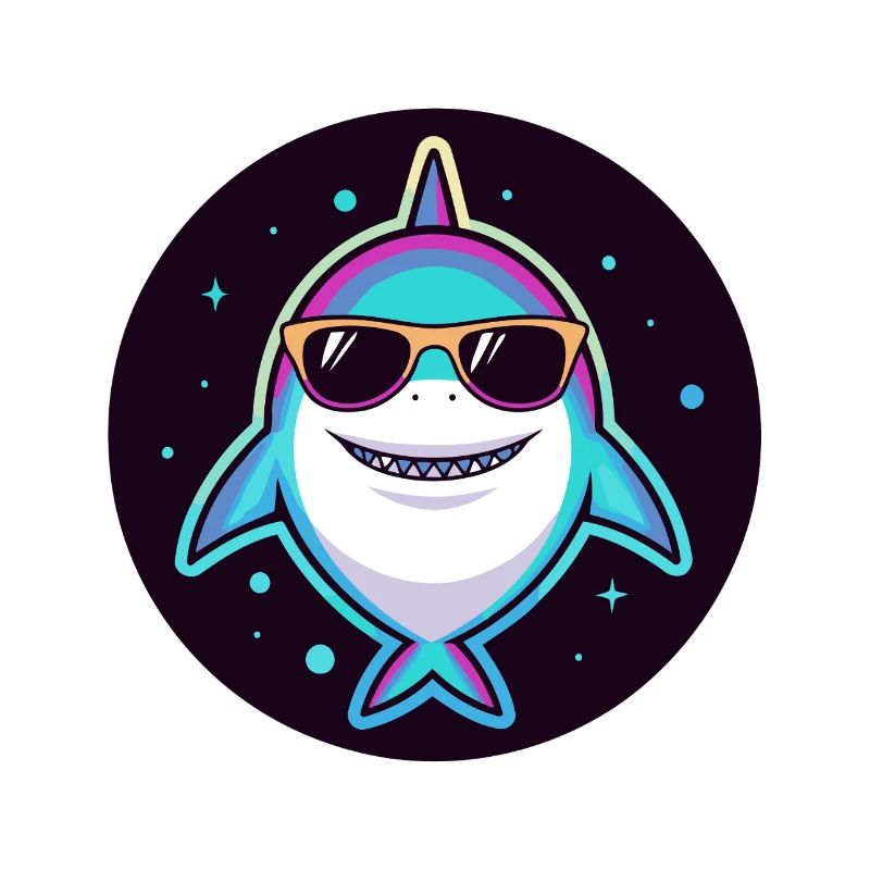 Neon-Regenbogenhai mit Sonnenbrille