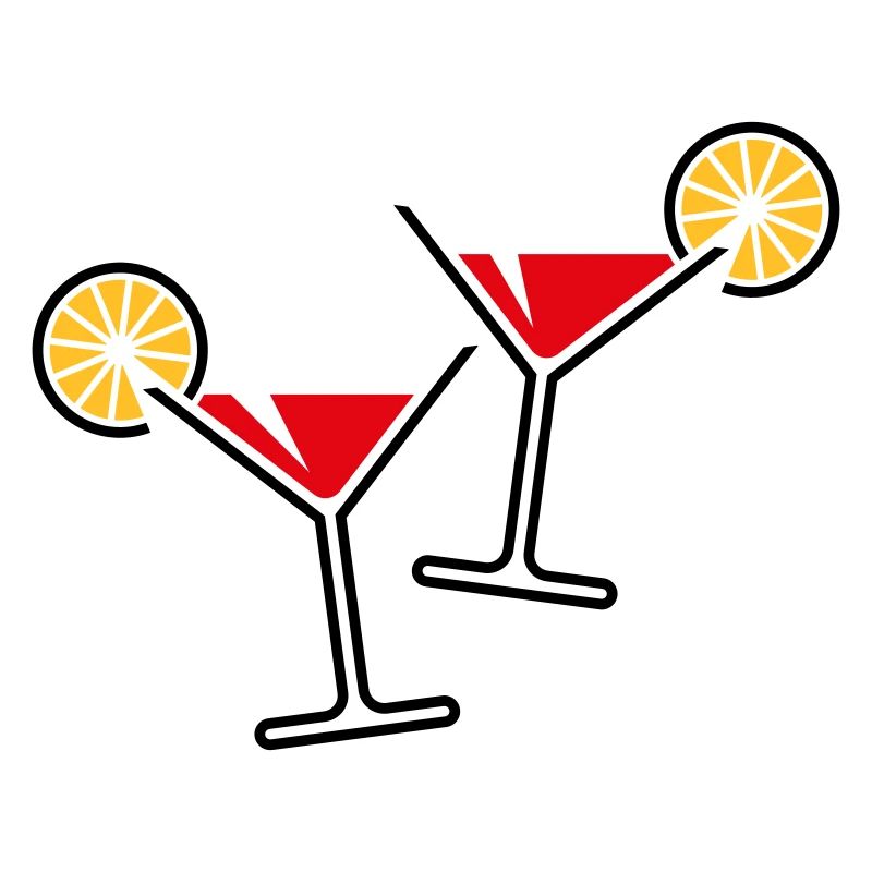 2 Cocktailgläser / Cocktail / Martini + (Rot)